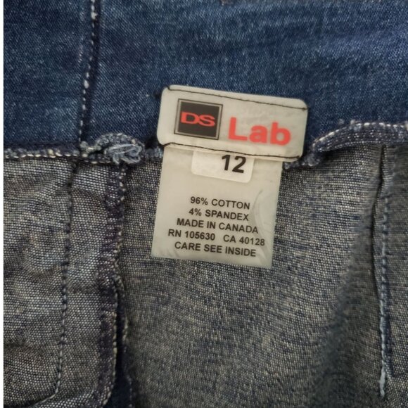 DS Lab Denim Skirt White Stitch Detail and Lace Up Back Size 12 - Picture 9 of 12